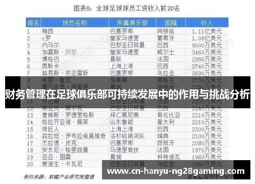 财务管理在足球俱乐部可持续发展中的作用与挑战分析 财务管理在足球俱乐部可持续发展中的作用与挑战分析